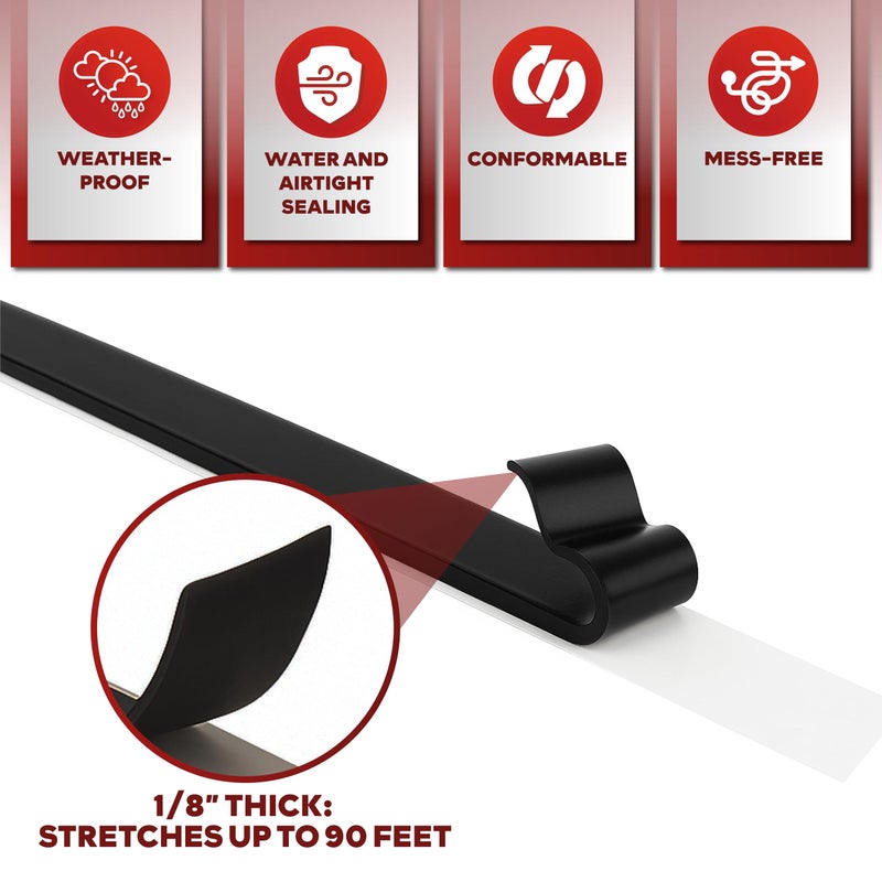 XFasten Butyl Sealing Tape, Black, 1/8-In x 3/4-In x 30-Foot Plumbers Putty, RV Sealant, Boat Sealing, EDPM Butyl Tape - Image 3